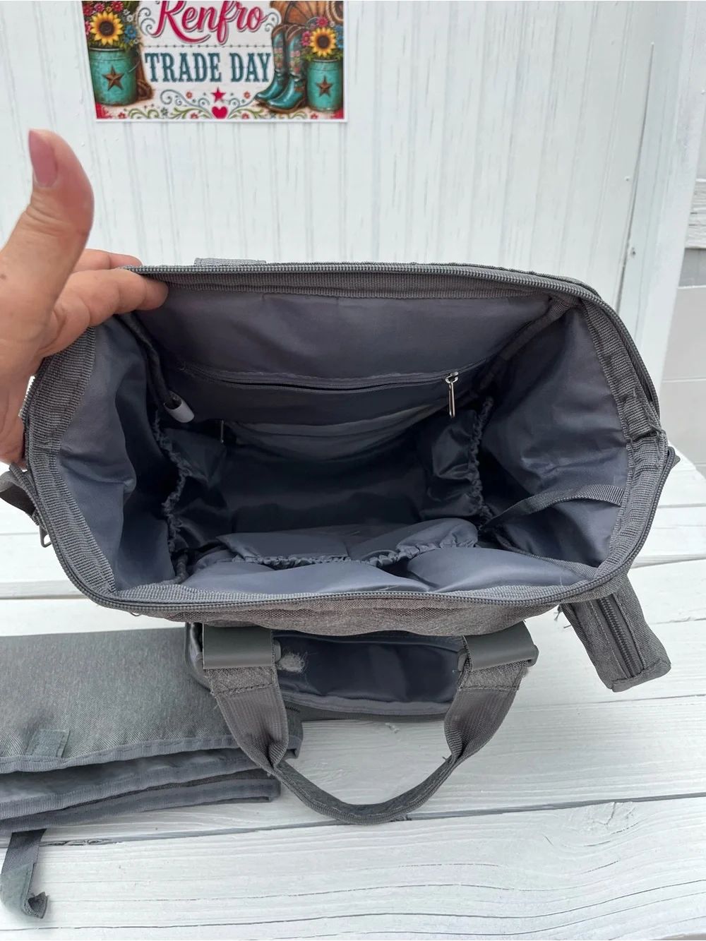 Gray Men's  Daddy diaper /Backpack with Changing Pad .